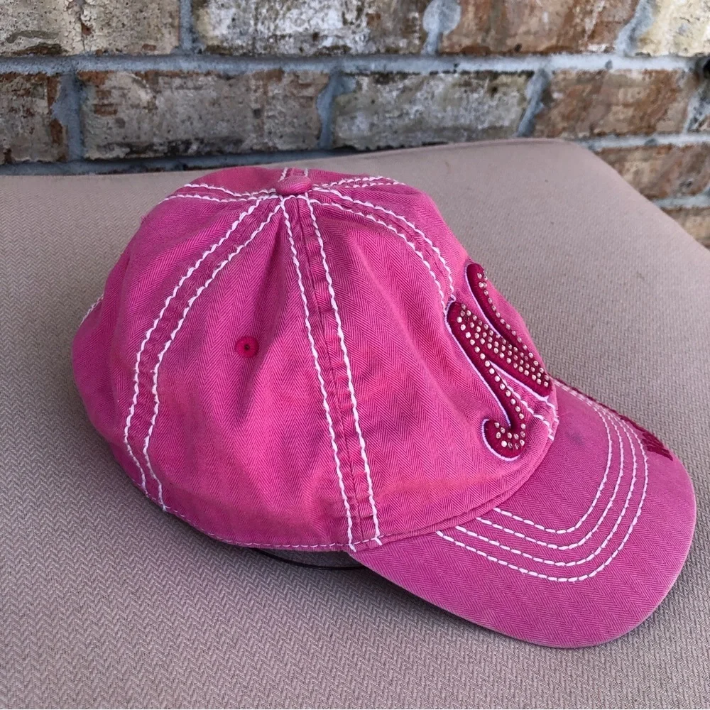 Robin Ruth 100% Cotton Pink Nashville Baseball Hat Cap Rhinestone Adjustable‎